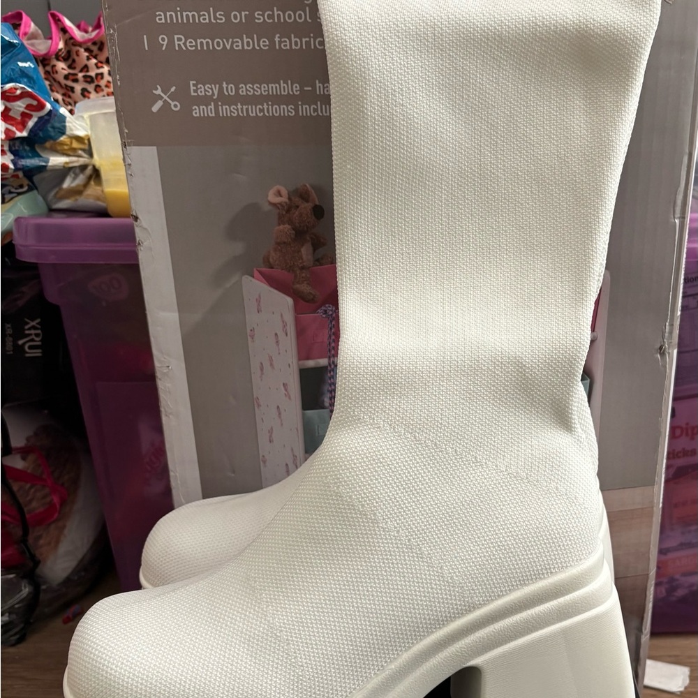 Women's White Platform Boots